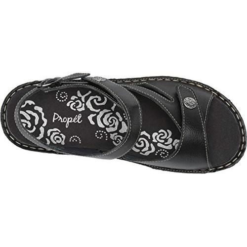 Propet Propt Propet Women's Jocelyn Leather, Polyurethane Slingback Sandals  BLACK