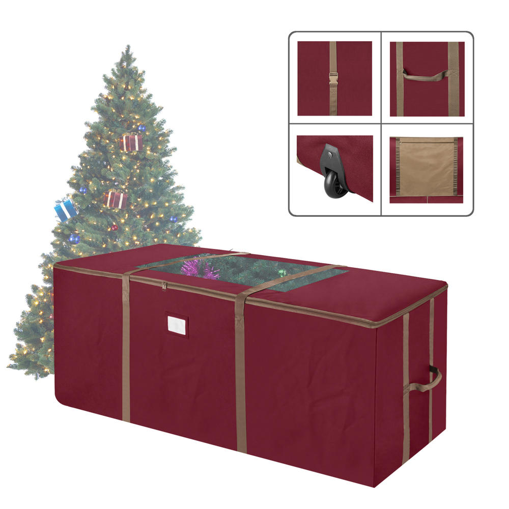 Elf Stor Rolling Christmas Tree Storage Duffel Bag w Window for 12 Ft Tree 60 X 25 In