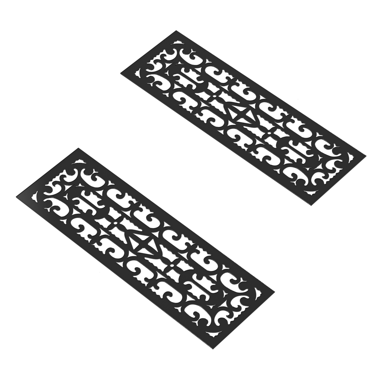 Pure Garden Non-Slip Stair Mats with Traction Control Grip- Heavy Duty Rubber Tread, Ornate Design For Indoor/Outdoor Use, Set of 2 Black