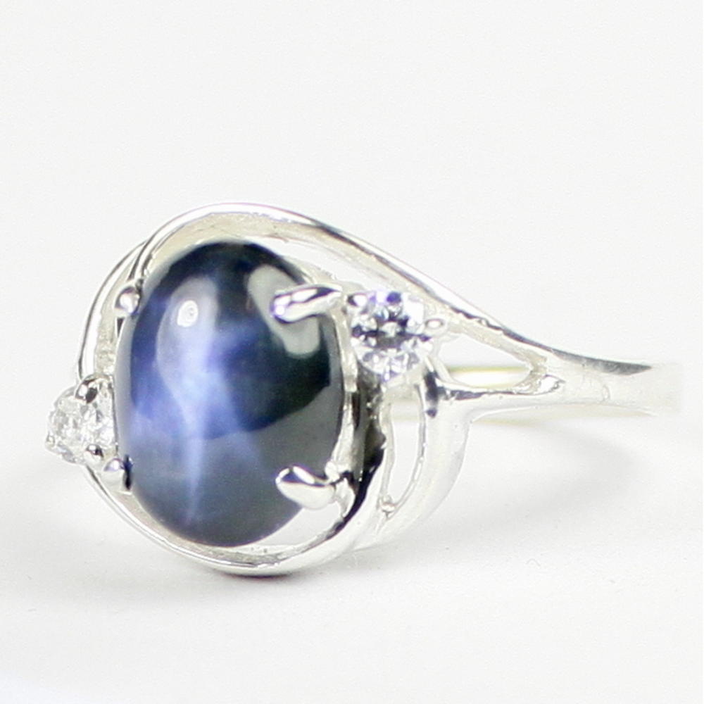 SylvaRocks Sterling Silver Ladies Ring Natural Blue Star Sapphire SR021