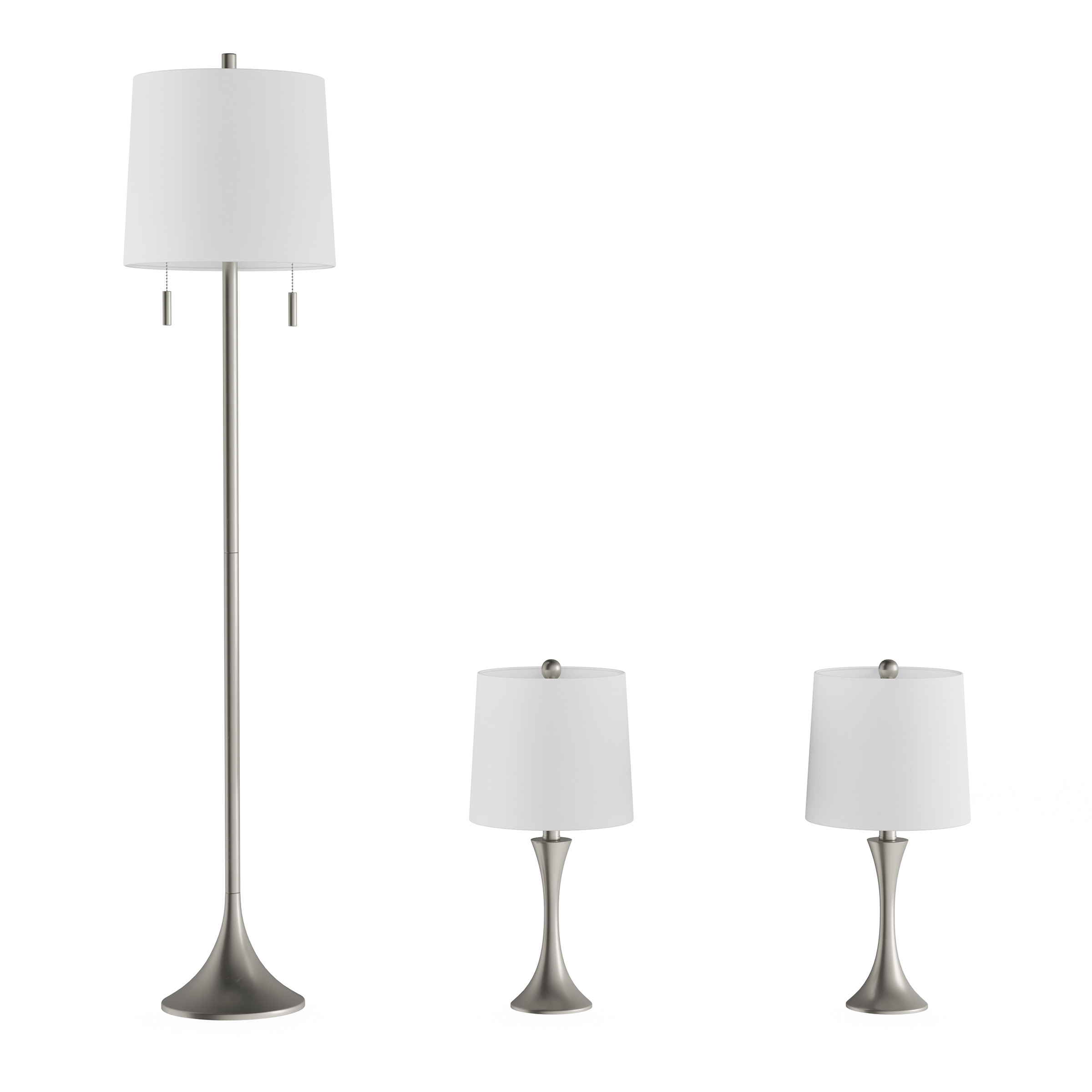 Lavish Home Table and Floor Lamps  Set of 3 Mid-Century Modern Metal Flared Trumpet Base with Energy Efficient LED Light Bulbs