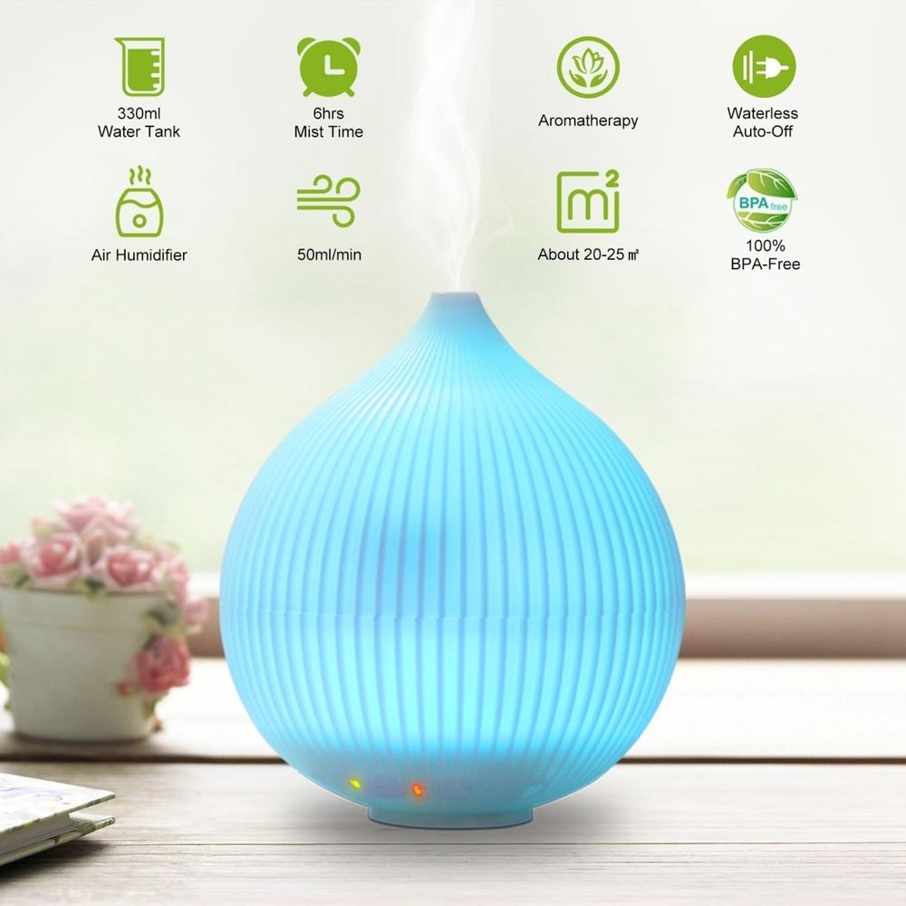 SKUSHOPS 330ml Cool Mist Humidifier Ultrasonic Aroma Essential Oil Diffuser with 7 Color LED Lights Waterless Auto Off