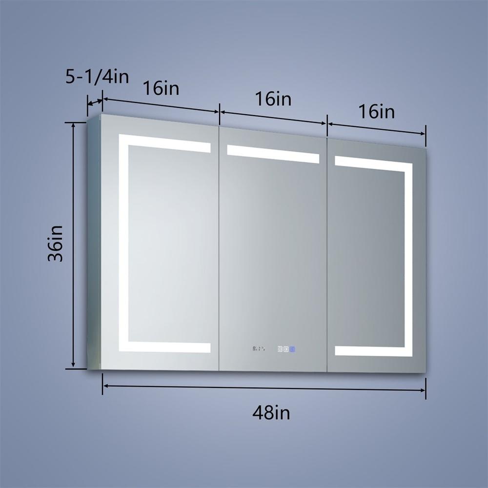 allsumhome Boost-M2 48" W x 36" H Bathroom Light Medicine Cabinets with Vanity Mirror Recessed or Surface