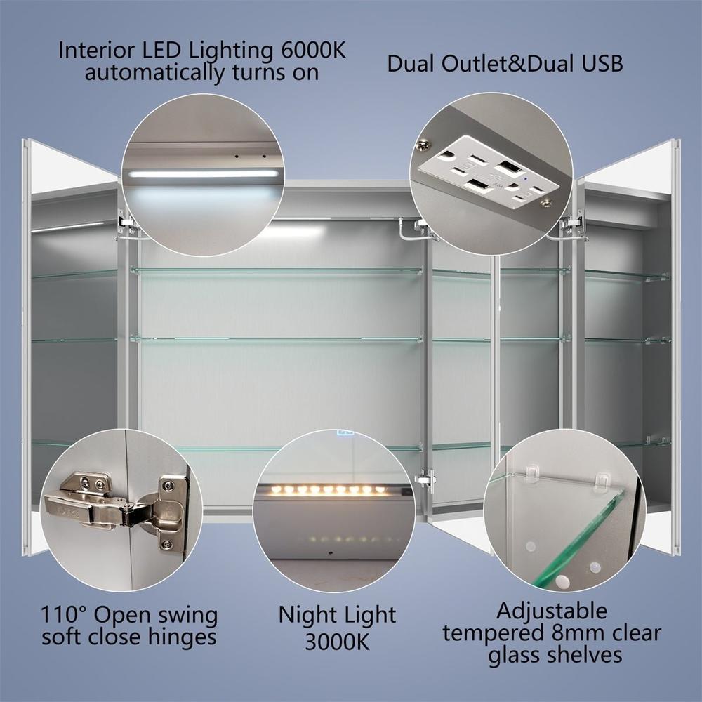 allsumhome Boost-M2 48" W x 36" H Bathroom Light Medicine Cabinets with Vanity Mirror Recessed or Surface