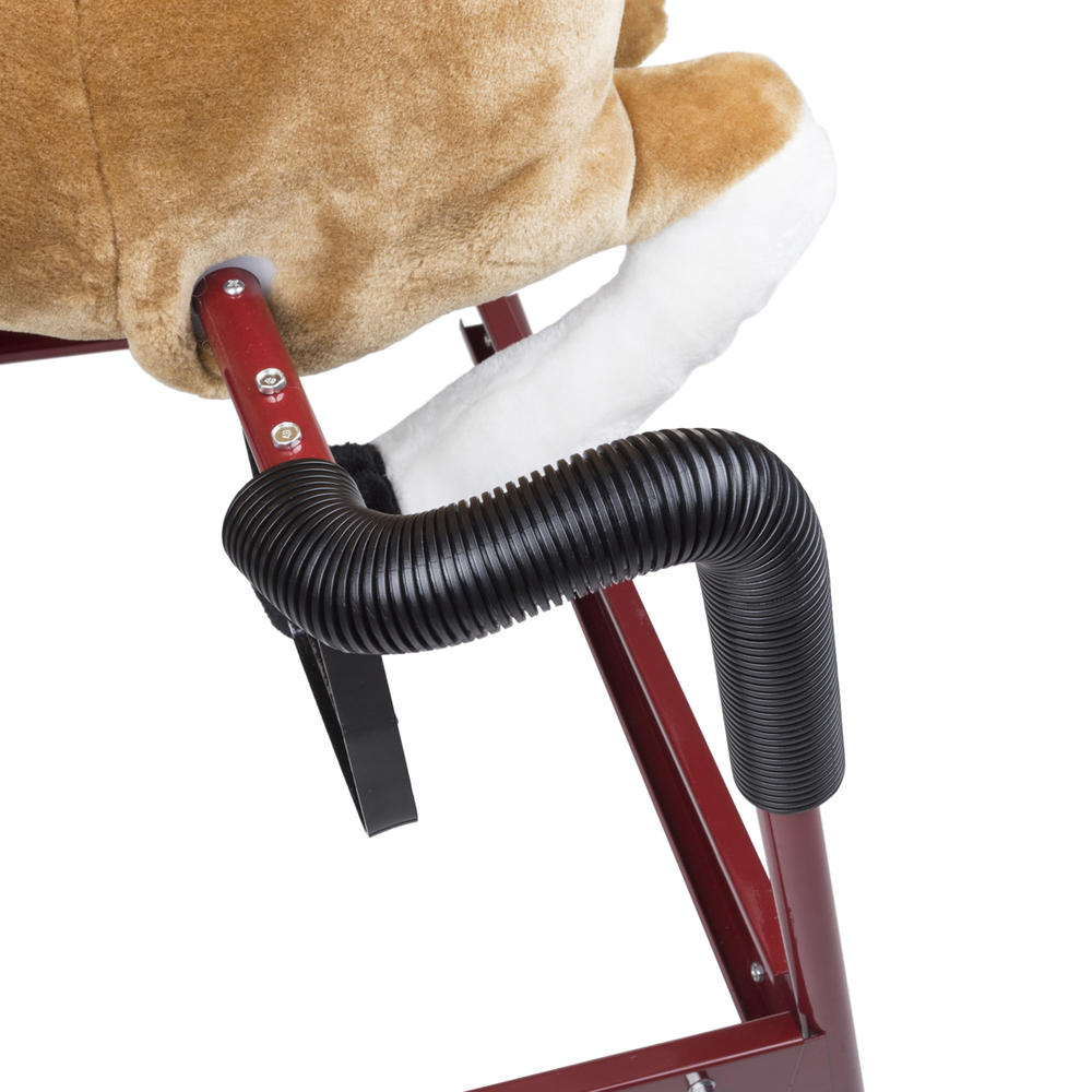 Happy Trails Spring Rocking Horse Plush Ride on Toy with Adjustable Foot Stirrups and Sounds for Toddlers to 5 Years Old
