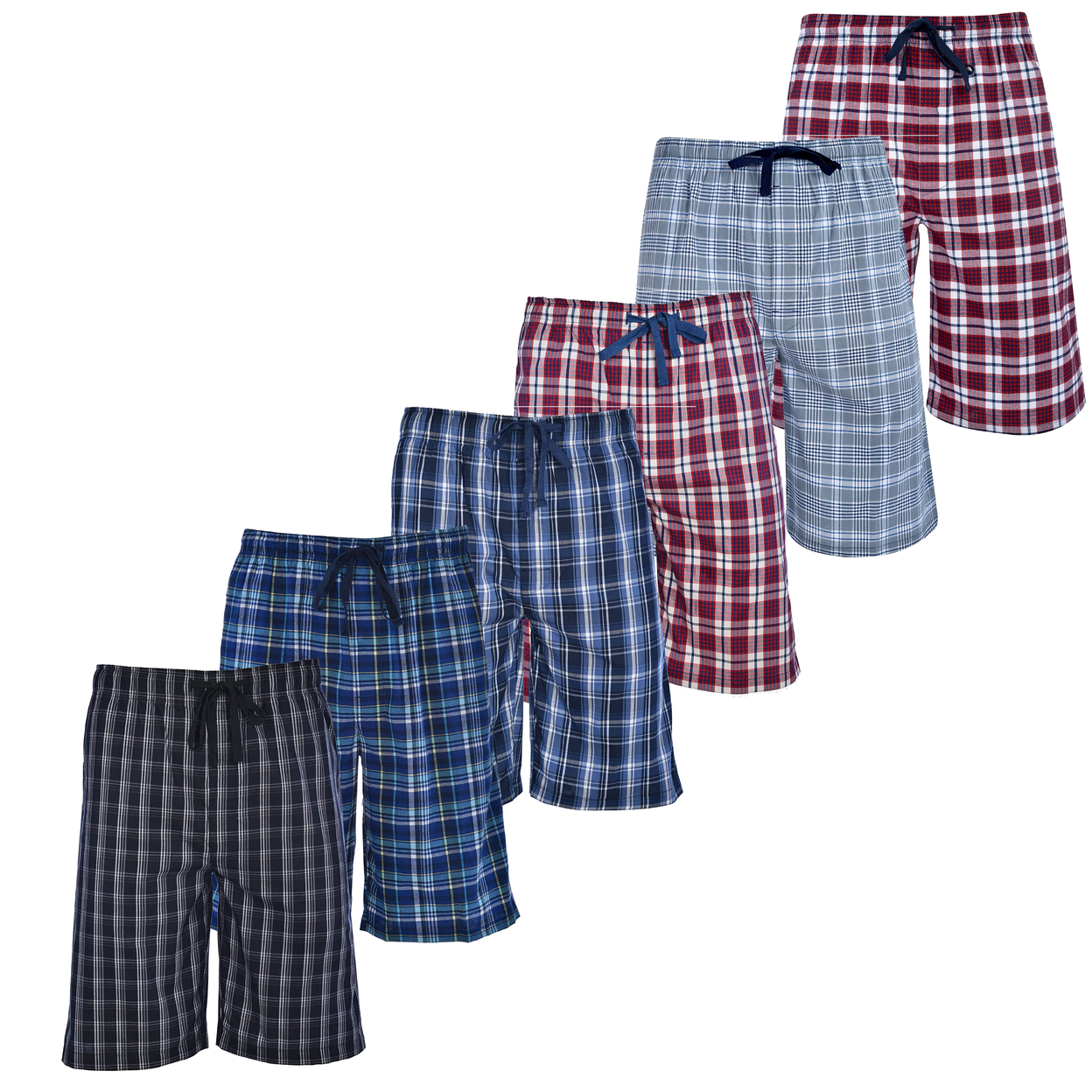 Bargain Hunters 2-Pack: Mens Ultra Soft Plaid Lounge Pajama Sleep Wear Shorts