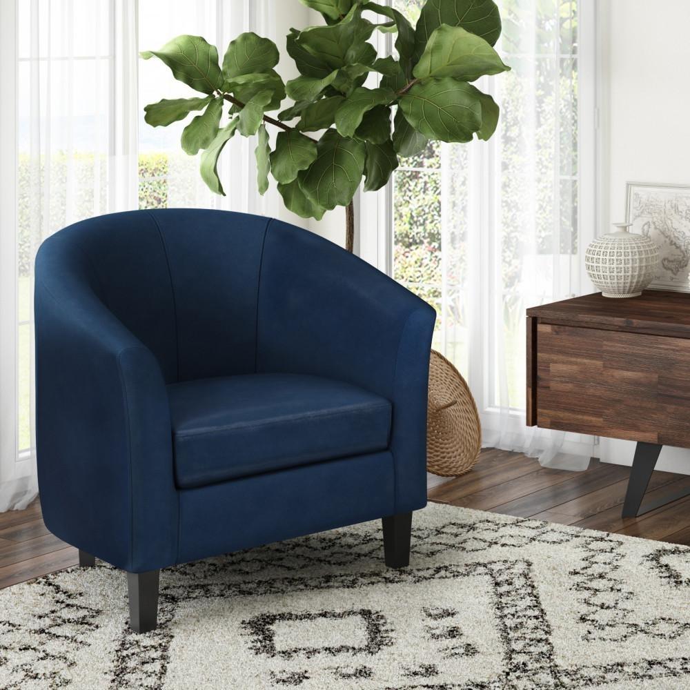 Simpli Home Austin Accent Chair in Distressed Vegan Leather