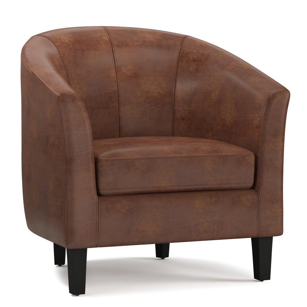 Simpli Home Austin Accent Chair in Distressed Vegan Leather