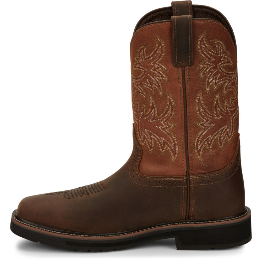 Justin Boots JUSTIN WORK Mens 11" Switch Composite Toe Work Boot Brown - SE4812 AMERICA ORANGE