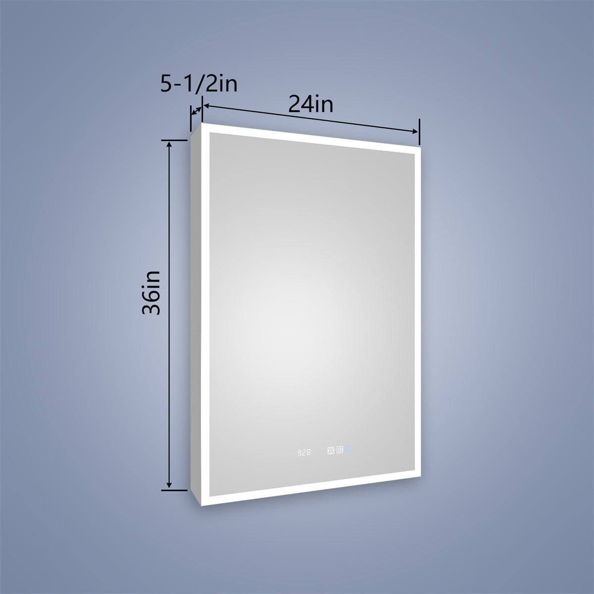 allsumhome Rim 24" W x 36" H Led Lighted Medicine Cabinet Recessed or Surface with Mirrors Hinge On The Left