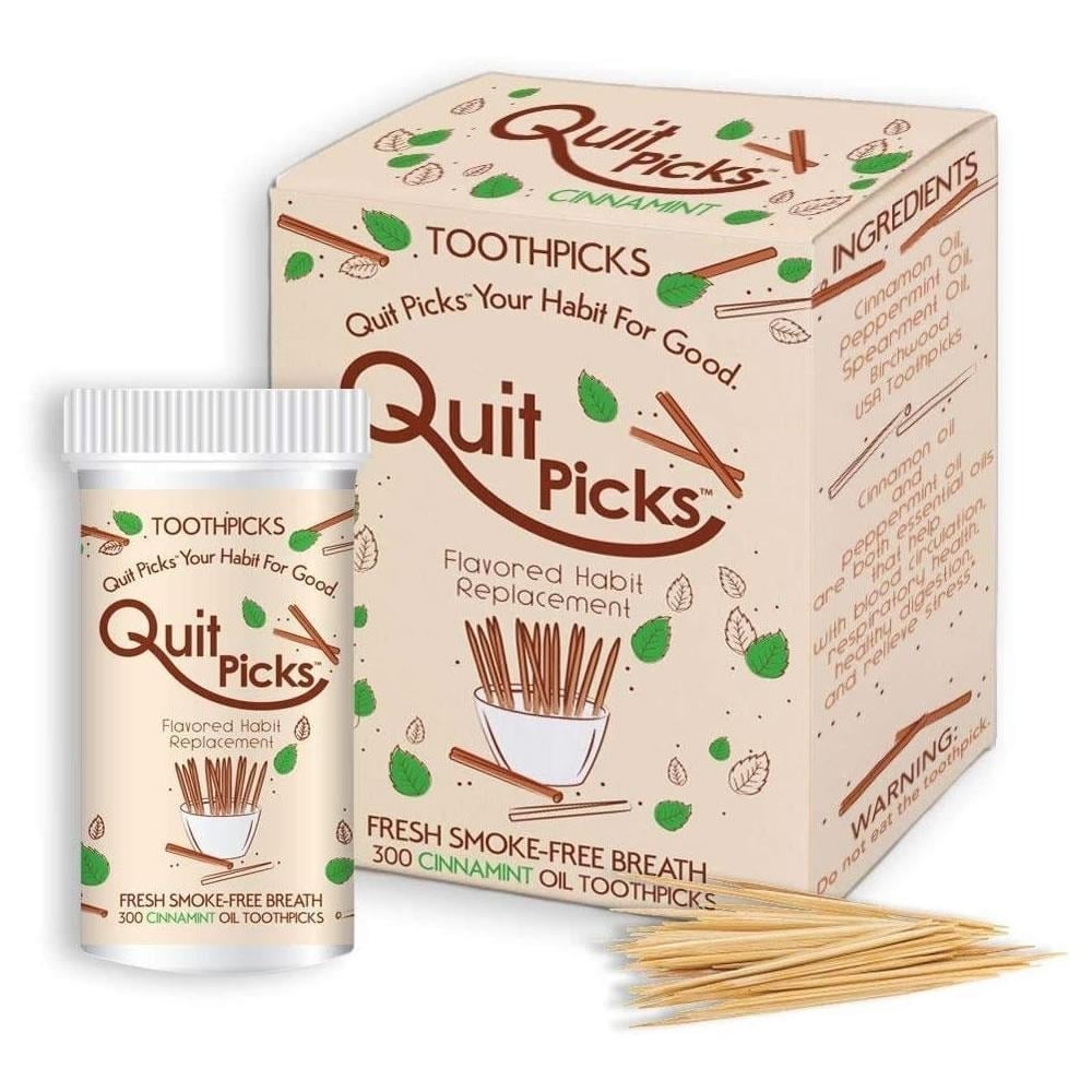 Quit Picks Toothpicks 300ct Cinnamint Quit Smoking Aid Freshes Breathe