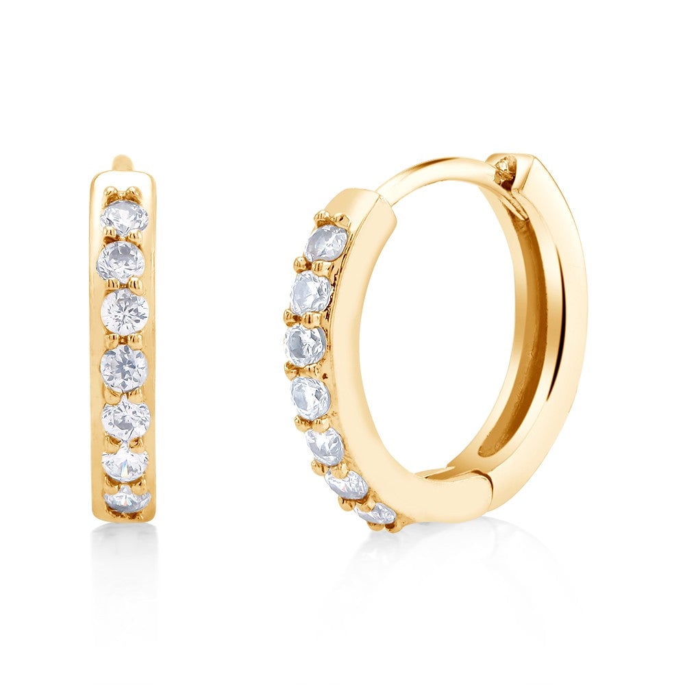 MITOPDEAL Cubic Zirconia Gold Plated Huggie Earrings