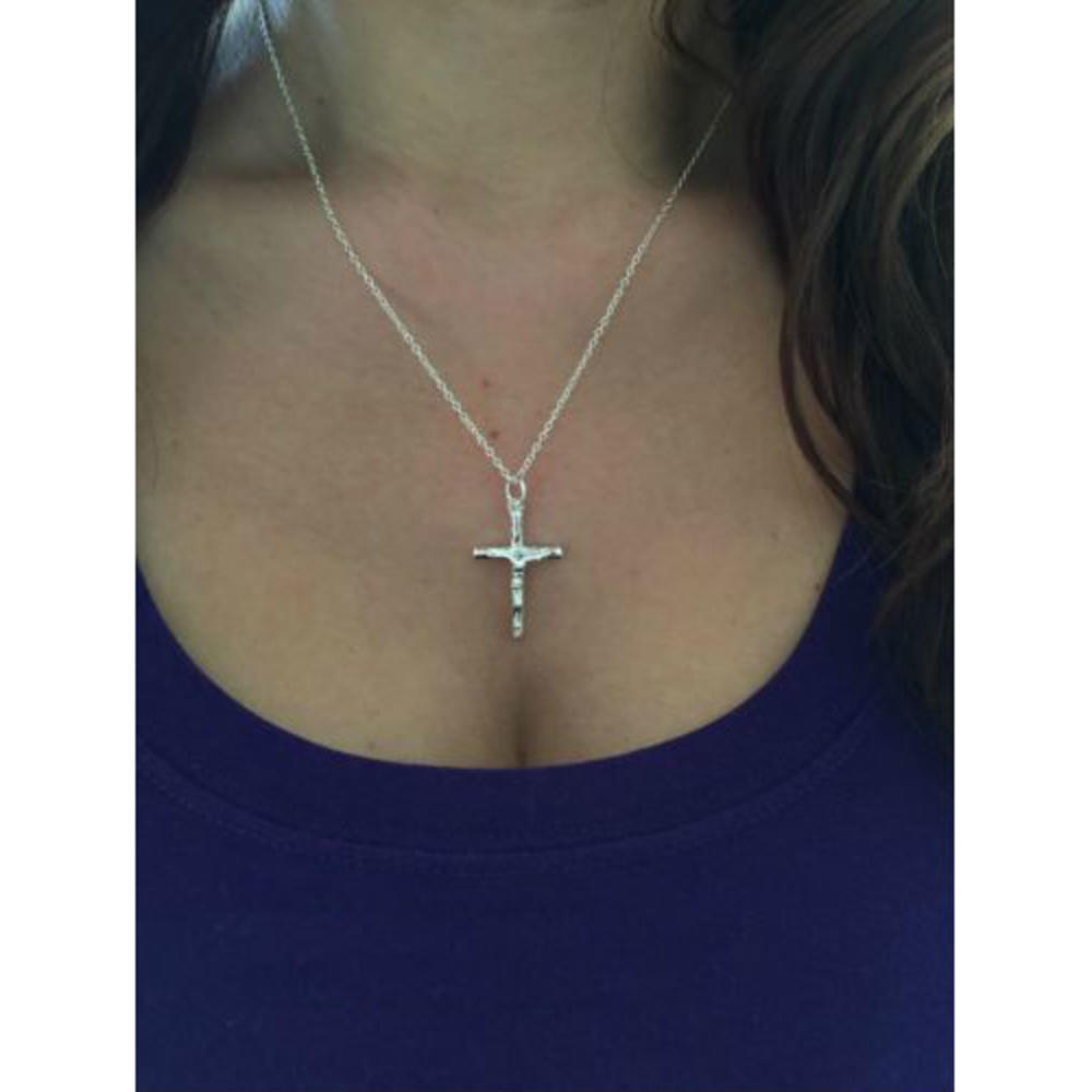 Bedazzled Bijou Italian Sterling Silver Jesus Cross Necklace With 18" Italian Chain