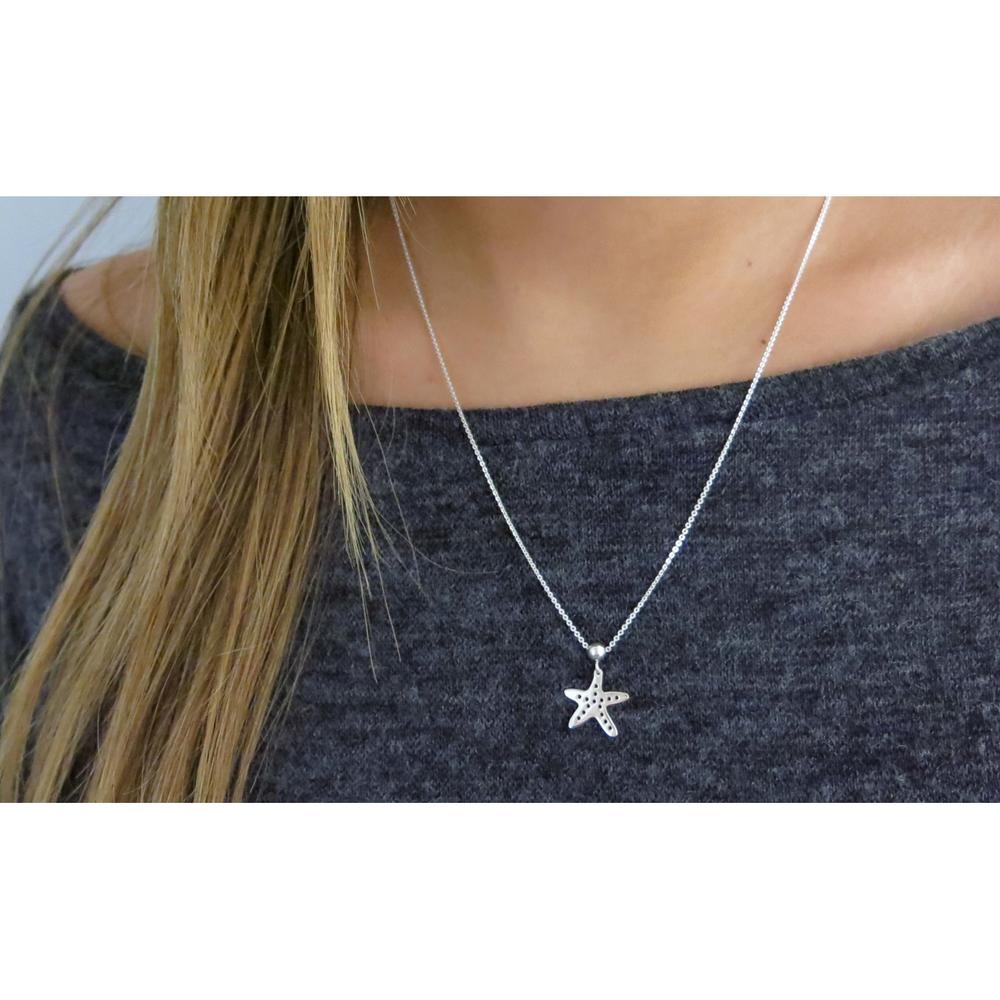 Yeidid International Solid Sterling Silver Starfish Necklace