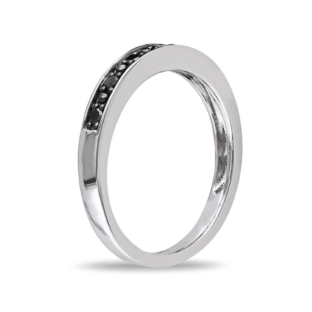 Gem And Harmony 1/10 Carat (ctw) Black Diamond Wedding Band Ring in Sterling Silver with Black Rhodium
