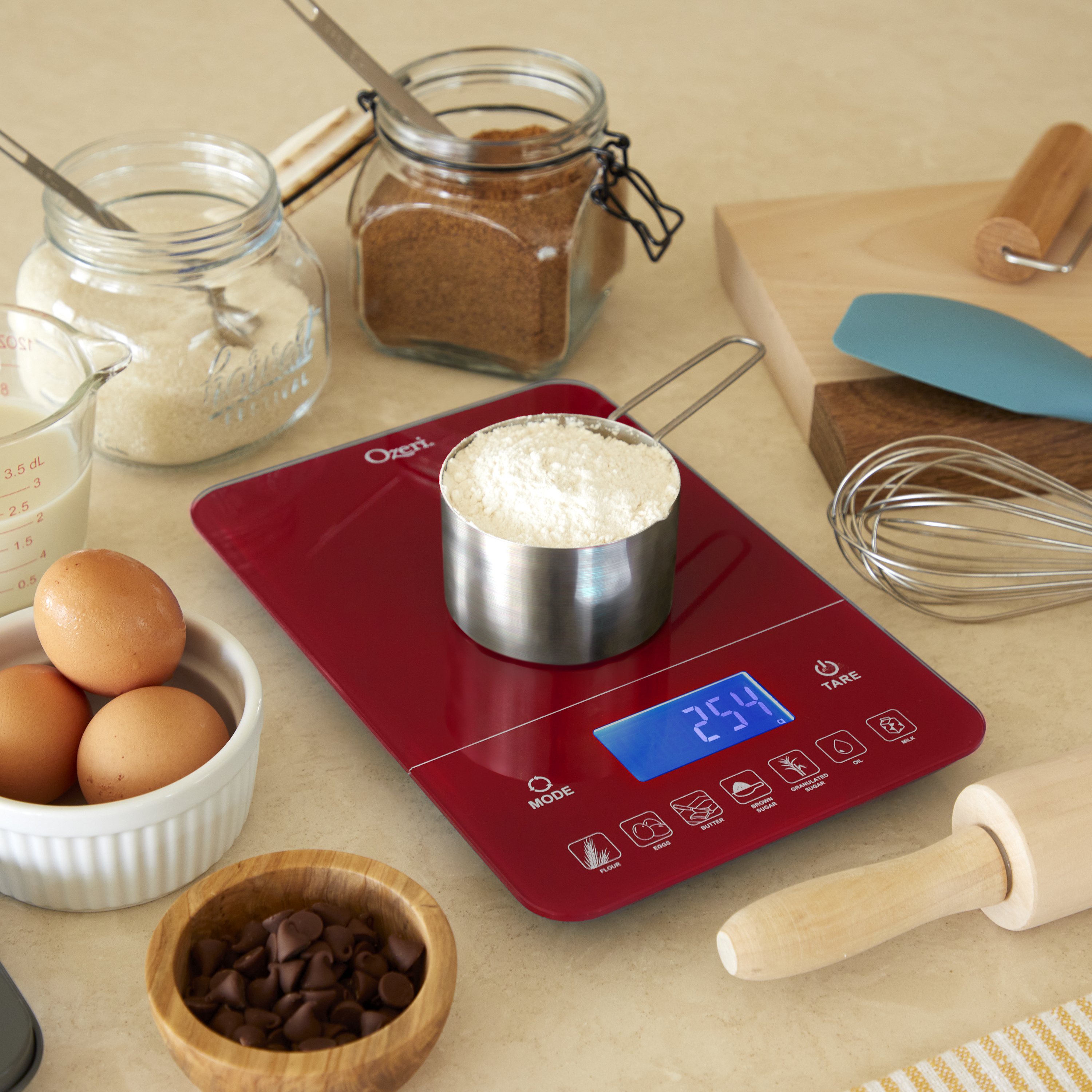 Ozeri Touch III 22 lbs (10 kg) Bakers Kitchen Scale with Calorie Counter in Tempered Glass