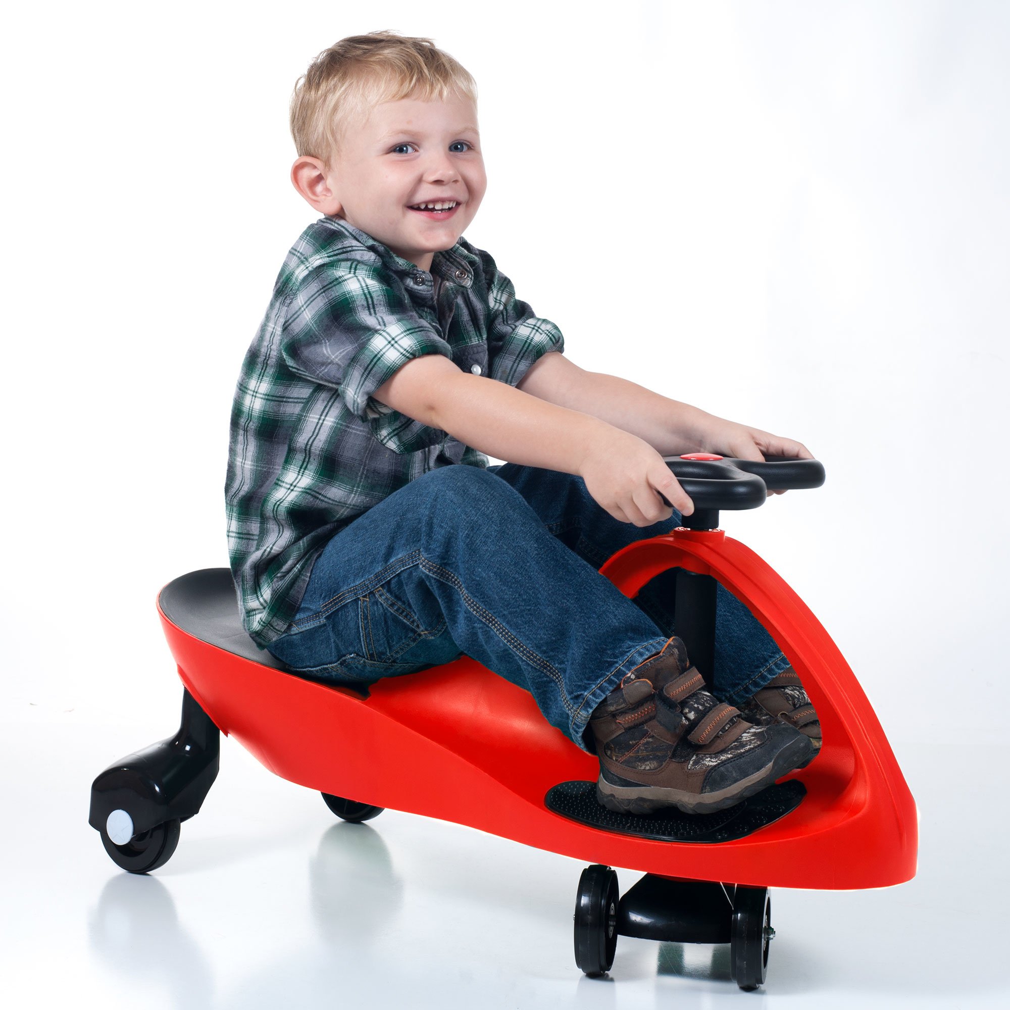 Hey! Play! Energy Powered Twisting Zig Zag Car Ride on Toy for Kids 2 - 6 Years Old 100 Pd Weight Limit Red