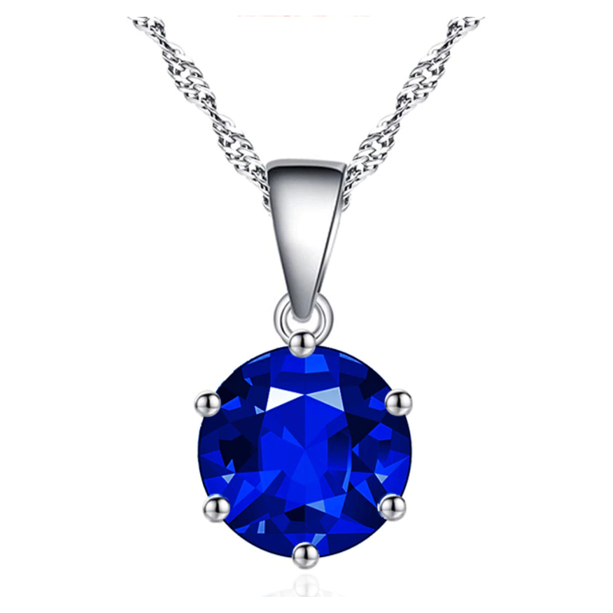 RM 925 Sterling Silver Classic Genuine Tanzanite Round Necklace