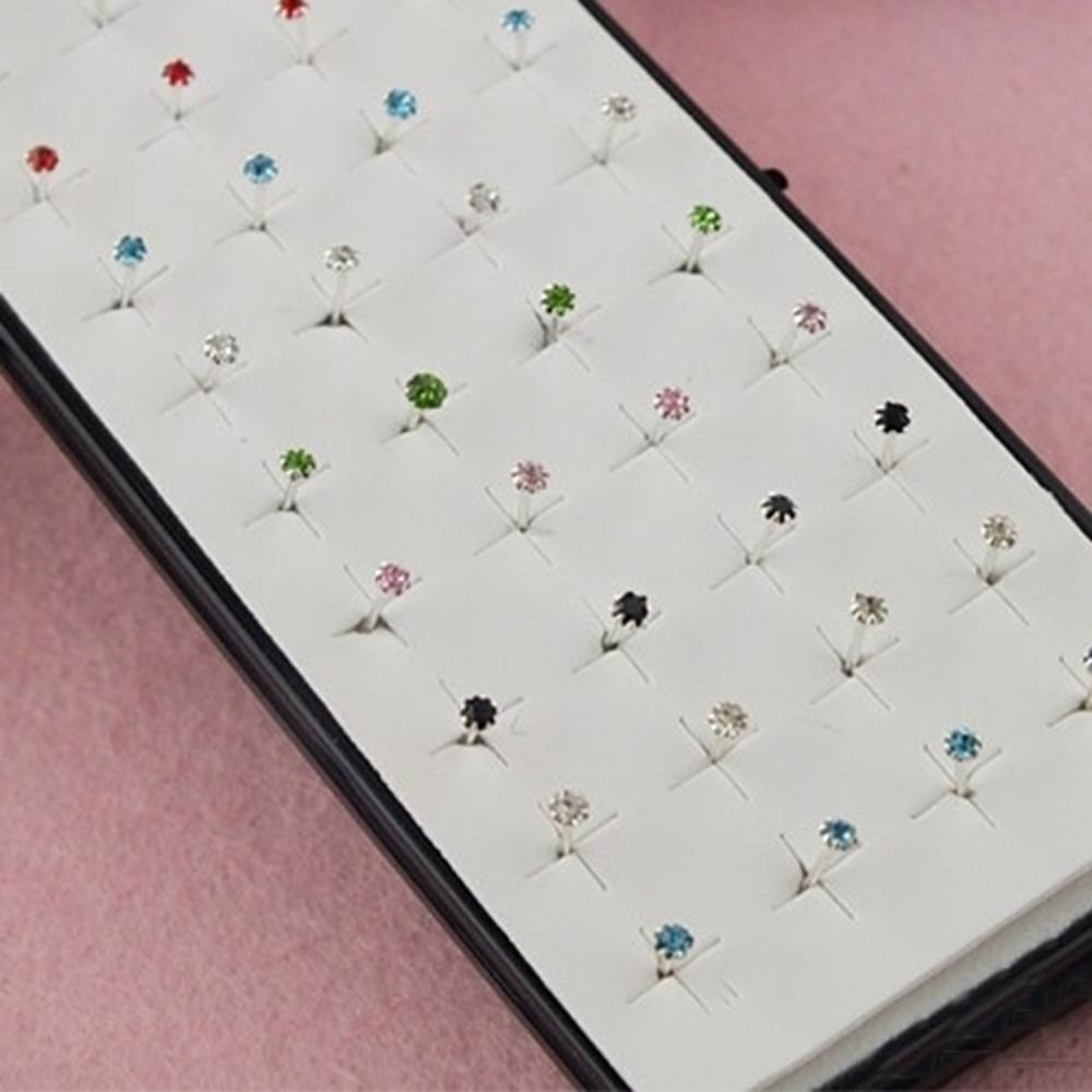 Generic 20Pairs Women's Simple Fashion Mixed Color 2mm Rhinestone Ear Studs Earrings