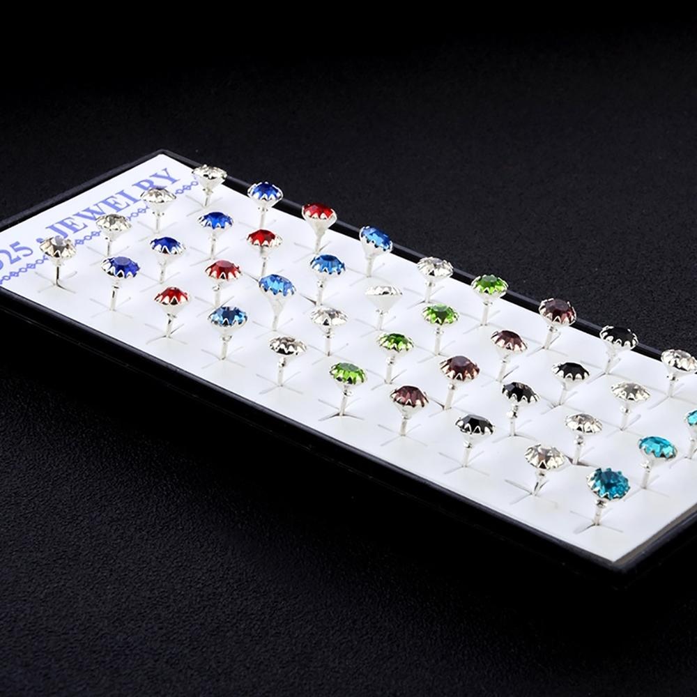 Generic 20Pairs Women's Simple Fashion Mixed Color 2mm Rhinestone Ear Studs Earrings