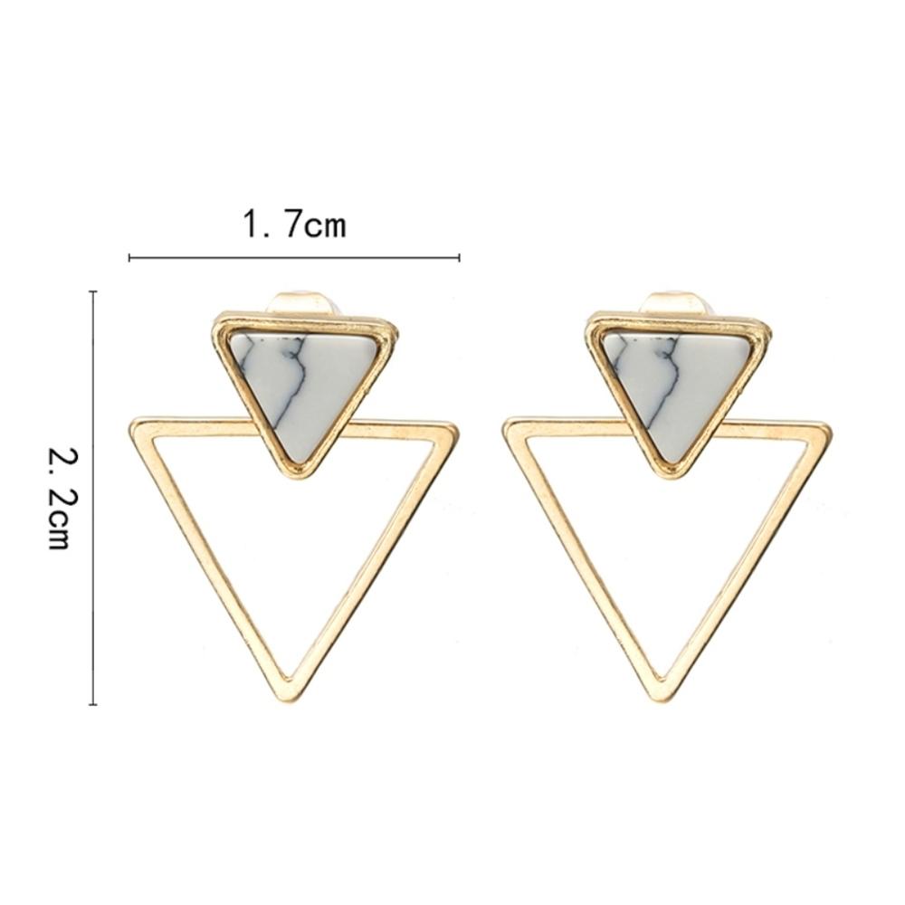 Generic Simple Women Double Triangle Hollow Pendant Jacket Ear Stud Earrings Jewelry