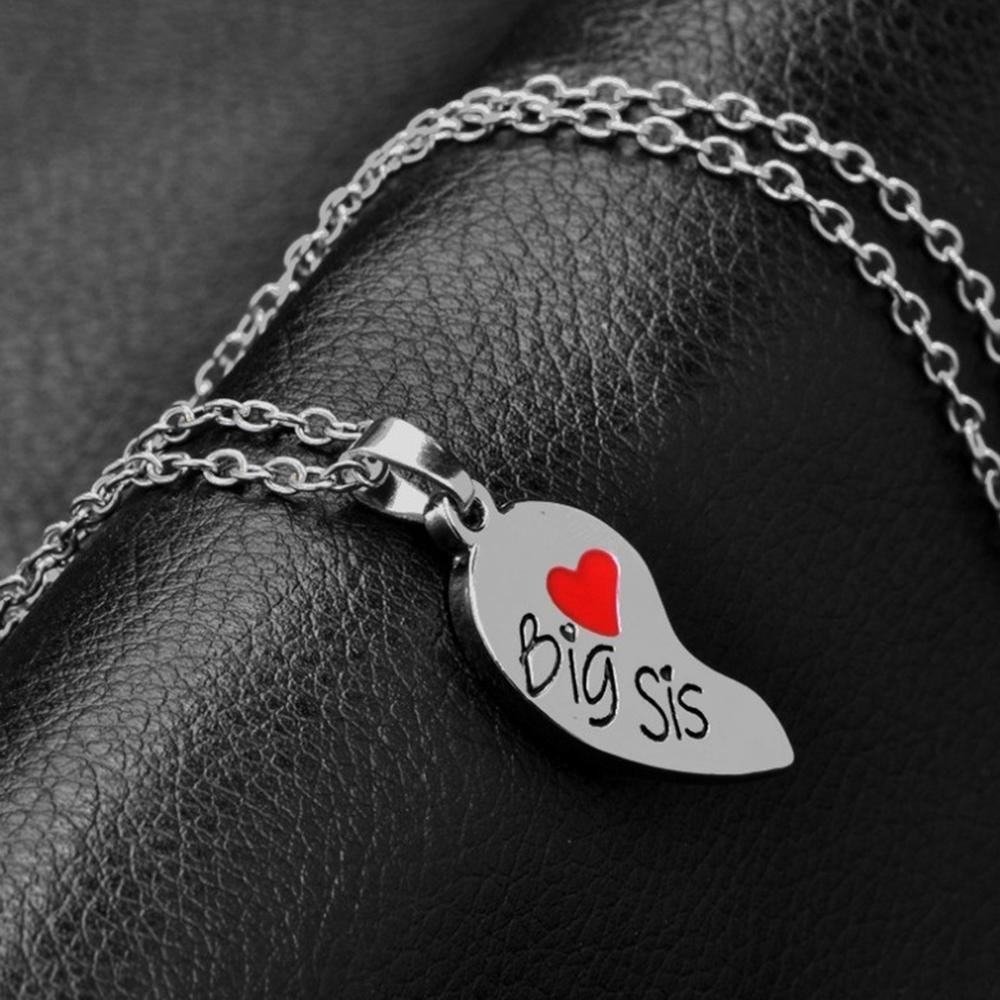 Generic 2Pcs Women Letters Broken Heart Pendant Matching Chain Necklaces Jewelry
