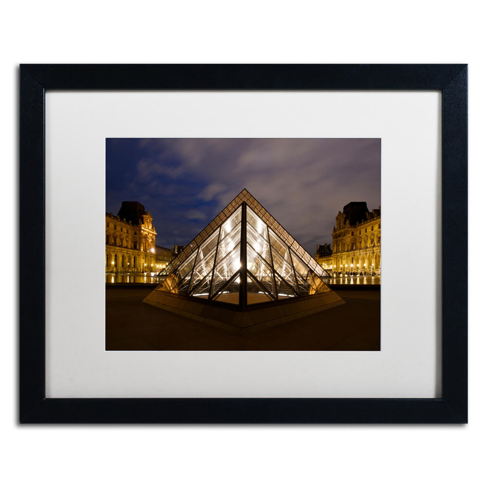 Trademark Global Michael Blanchette Photography Louvre Pyramid Black Wooden Framed Art 18 x 22 Inches