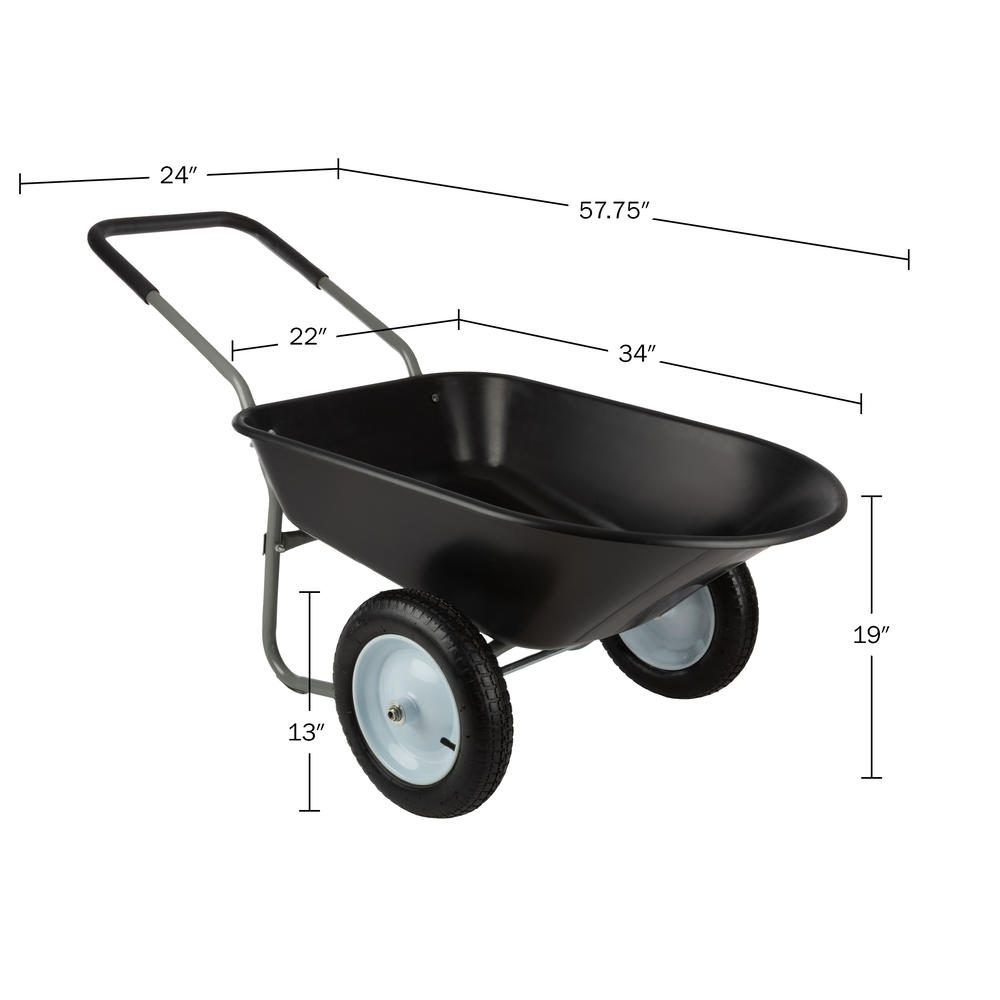 Pure Garden Wheelbarrow 2-Wheel Garden Cart Wheelbarrows 300lb Weight Capacity, Black