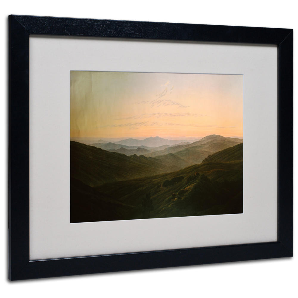 Trademark Global Caspar David Friedrich Dawn Black Wooden Framed Art 18 x 22 Inches