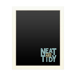 Trademark Global 16 x 20 Chalk Board with Printed Artwork - Neat And Tidy Blue White Board - Ready to Hang Chalkboard