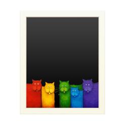 Trademark Global 16 x 20 Chalk Board with Printed Artwork - Daniel Patrick Kessler Rainbow Cats White Board - Ready to Hang Chalkboard