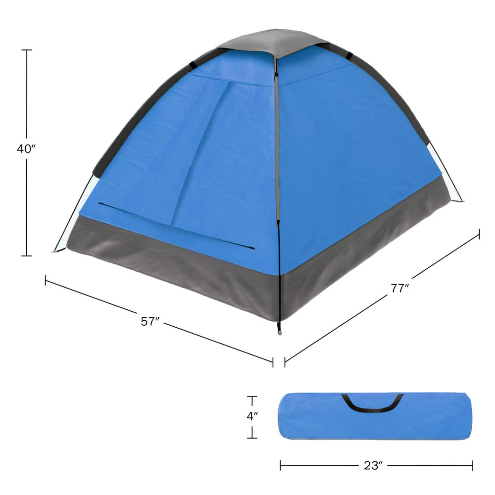 Wakeman Two Person Camping Tent with Carry Bag - Rain Fly, Vented Roof, Screen/Solid