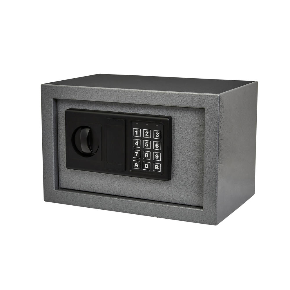 Stalwart Gray Digital Safe Box Steel Lock Box Keypad Override Keys Protects Valuables