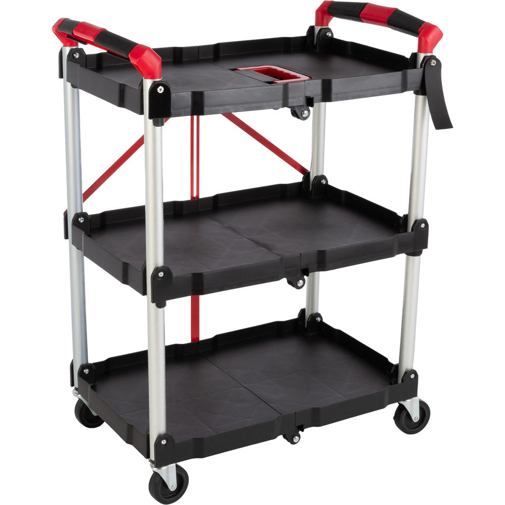 Stalwart Collapsible Cart Portable Lightweight Folding Service 50lb Capacity Per Shelf