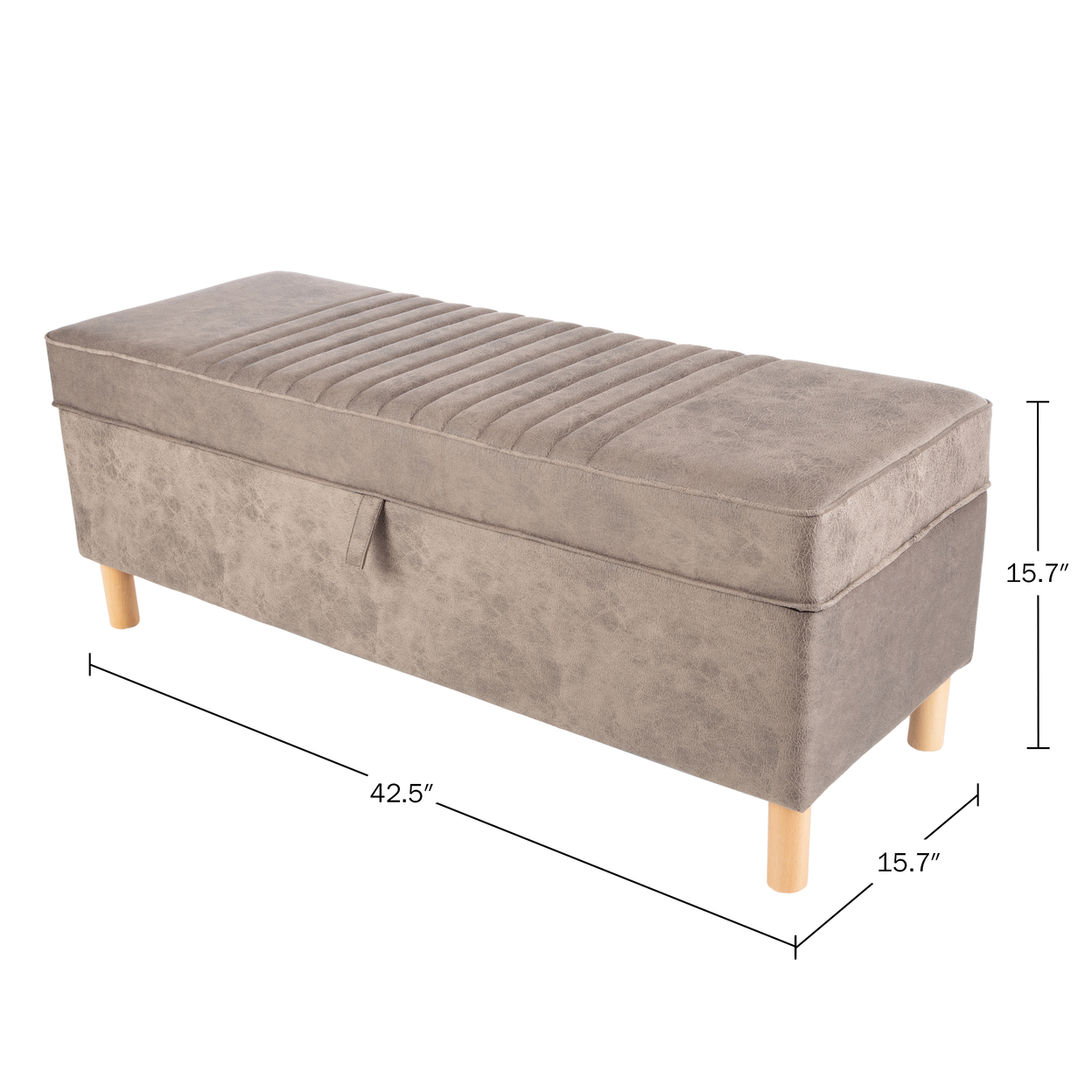 Lavish Home Storage Ottoman Footrest Suede Upholstered Linen Chest Bedroom 15.7 In Tall