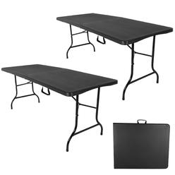 Everyday Home Folding Table Set - Set of 2 Lightweight Portable Tables - 6-Foot-Long Plastic Tabletops for Camping Parties and Dining