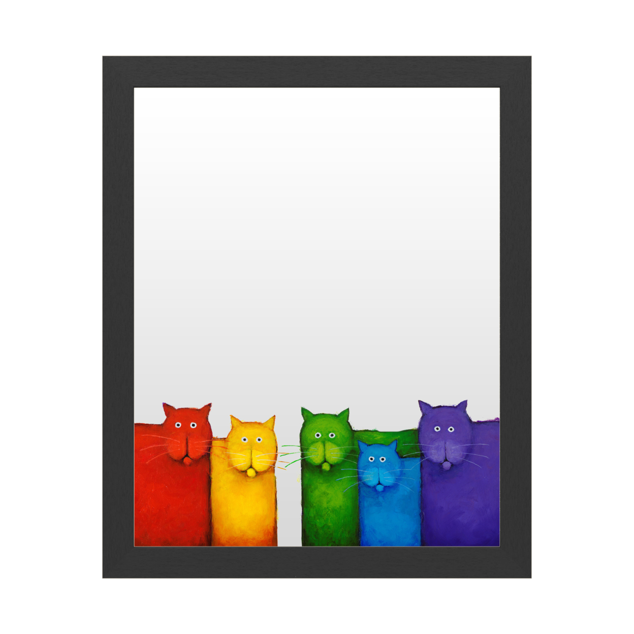 Trademark Global Dry Erase 16 x 20 Marker Board  with Printed Artwork - Daniel Patrick Kessler Rainbow Cats White Board - Ready to Hang