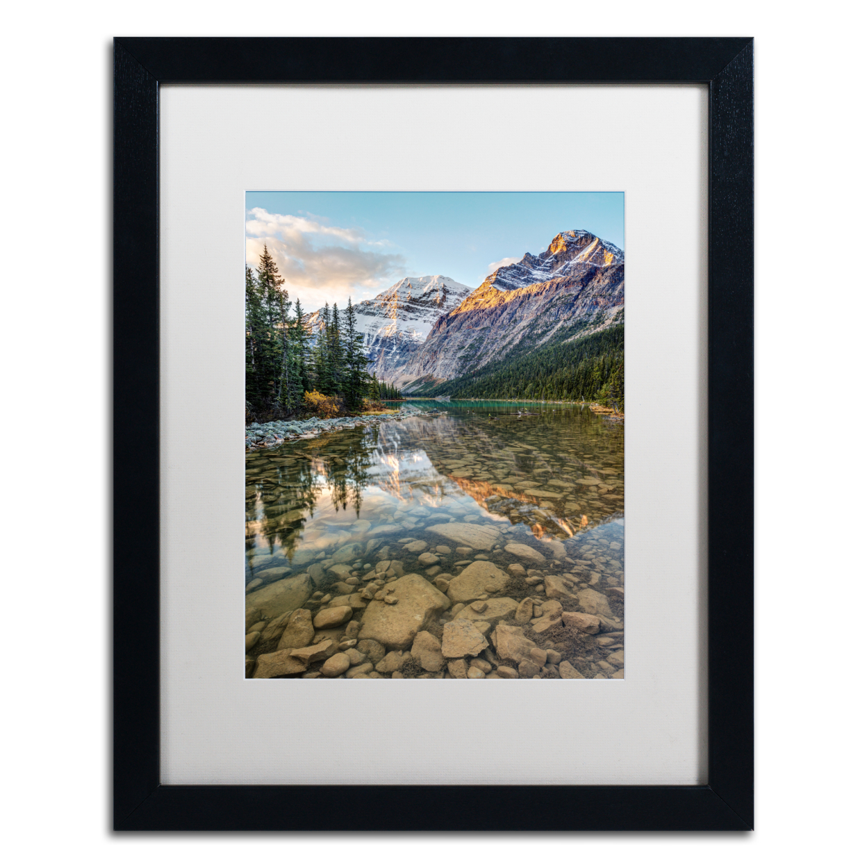 Trademark Global Pierre Leclerc Mount Edith Cavell Sunrise Black Wooden Framed Art 18 x 22 Inches