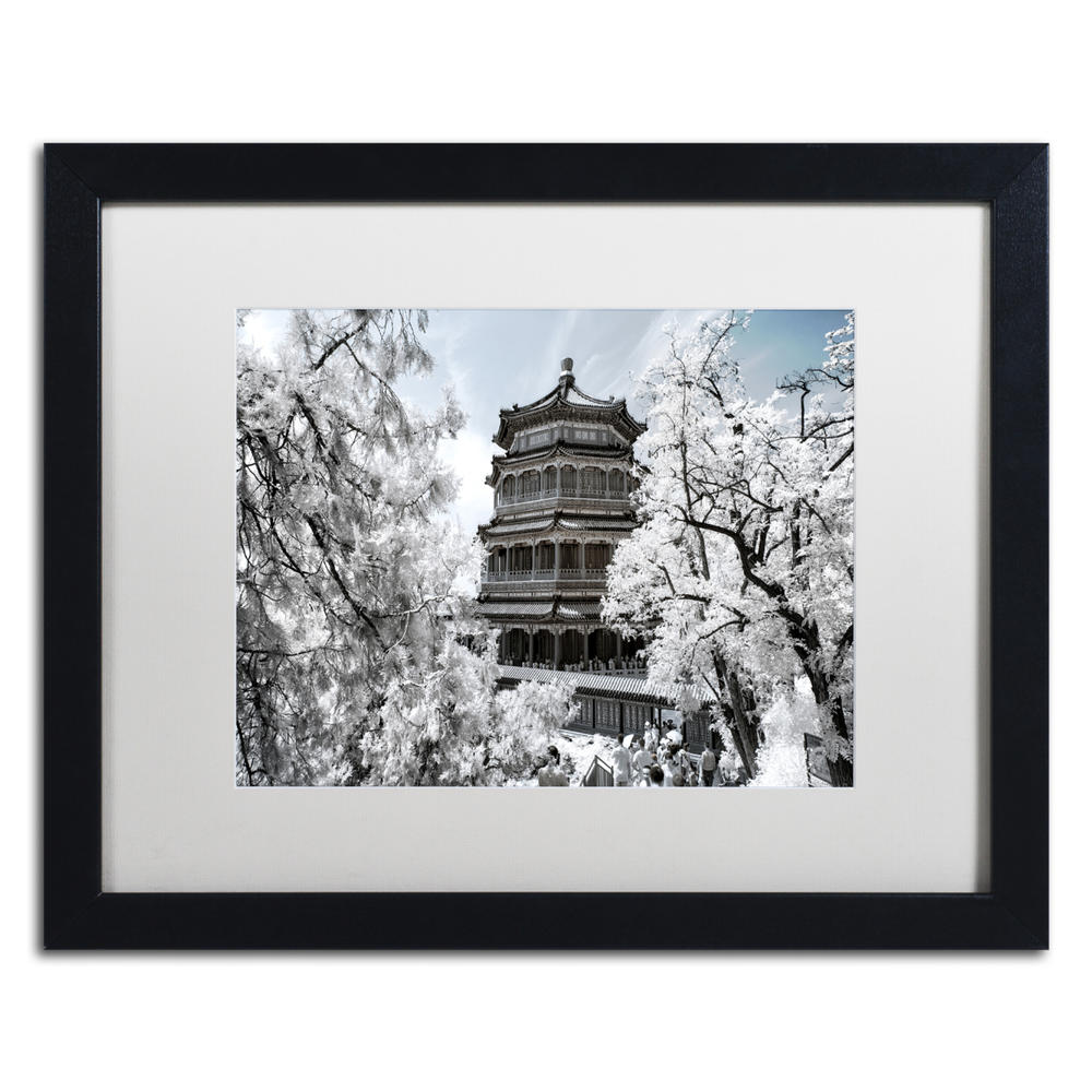 Trademark Global Philippe Hugonnard White Temple I Black Wooden Framed Art 18 x 22 Inches