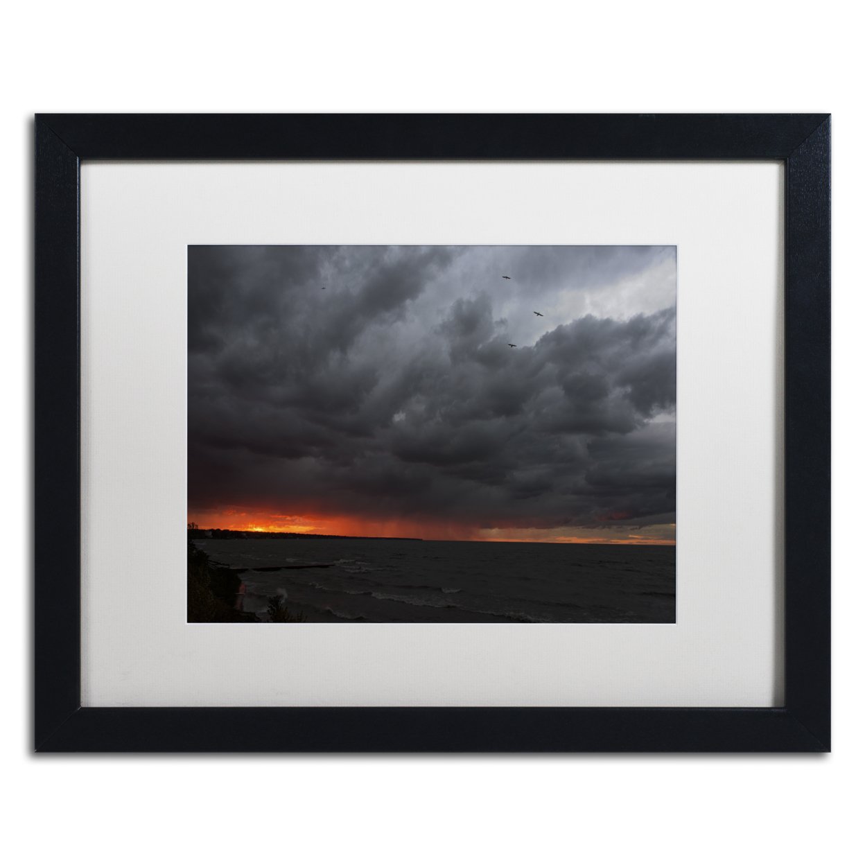 Trademark Global Kurt Shaffer Stormy October Sunset Black Wooden Framed Art 18 x 22 Inches