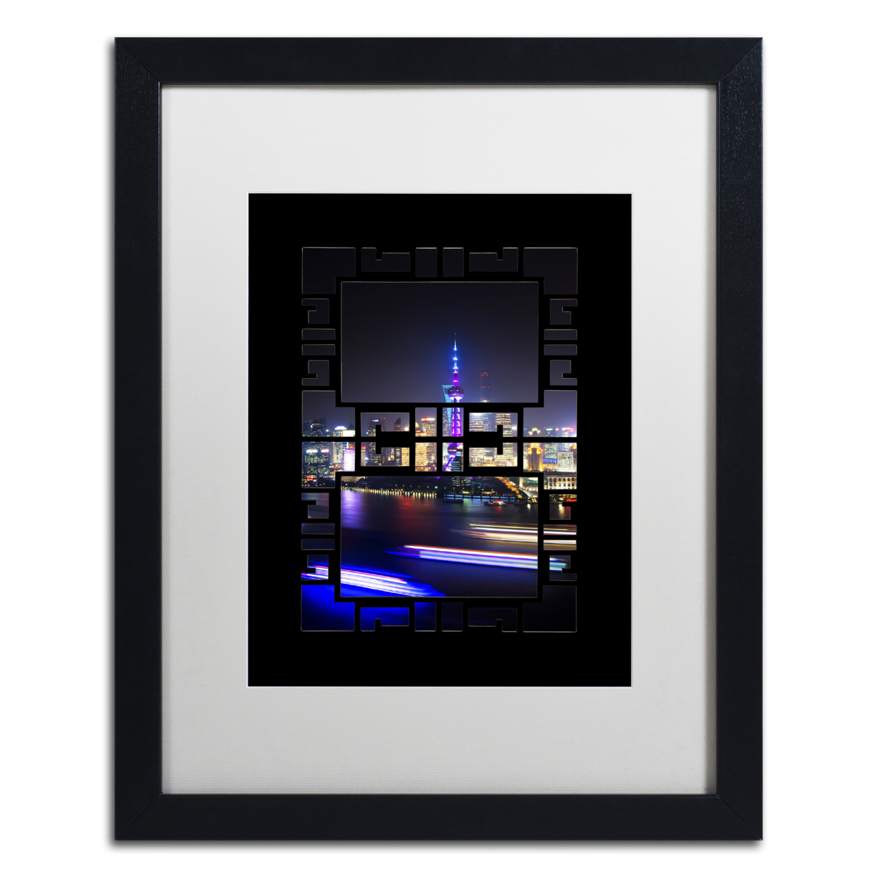 Trademark Global Philippe Hugonnard Bund by Night Black Wooden Framed Art 18 x 22 Inches