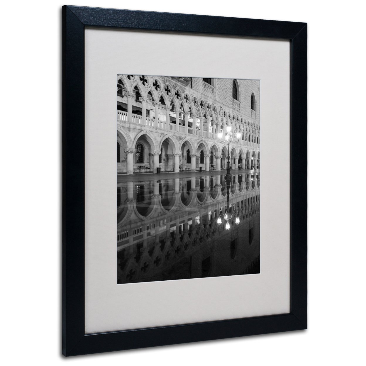 Trademark Global Moises Levy Venetia Reflection Black Wooden Framed Art 18 x 22 Inches