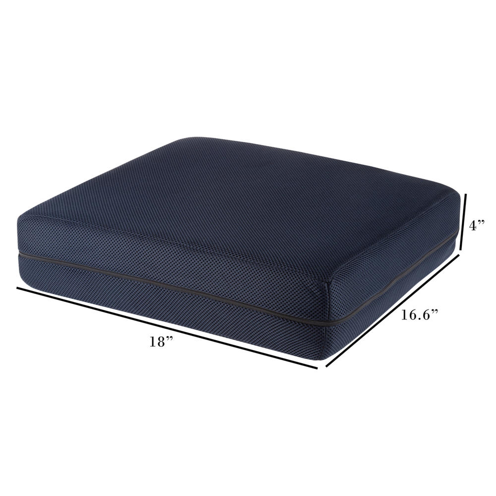 Bluestone Seat Cushion 4 In Thick Foam Pad with Handle Machine Washable Cover-Comfort and Support in Wheelchair Car Desk Office