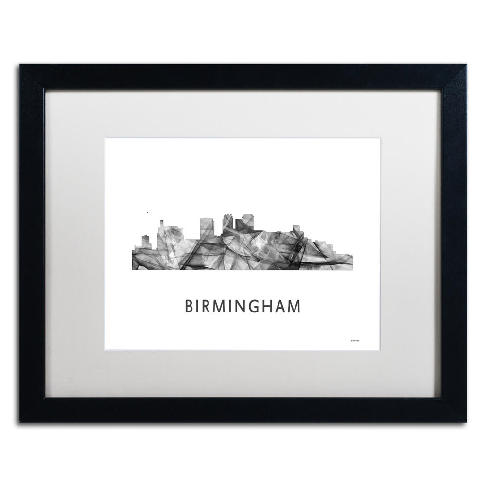 Trademark Global Marlene Watson Birmingham Alabama Skyline WB-BW Black Wooden Framed Art 18 x 22 Inches