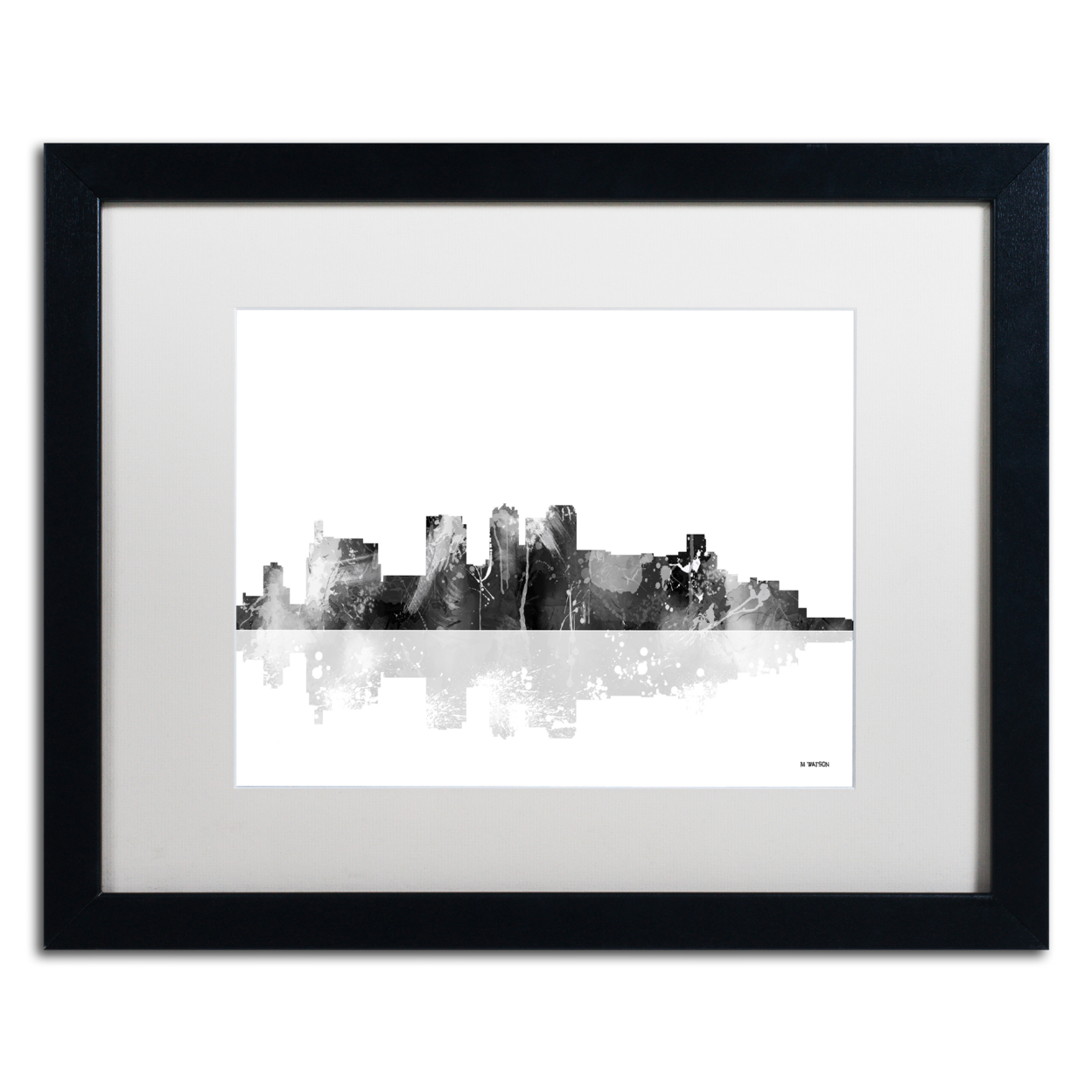 Trademark Global Marlene Watson Birmingham Alabama Skyline BG-1 Black Wooden Framed Art 18 x 22 Inches
