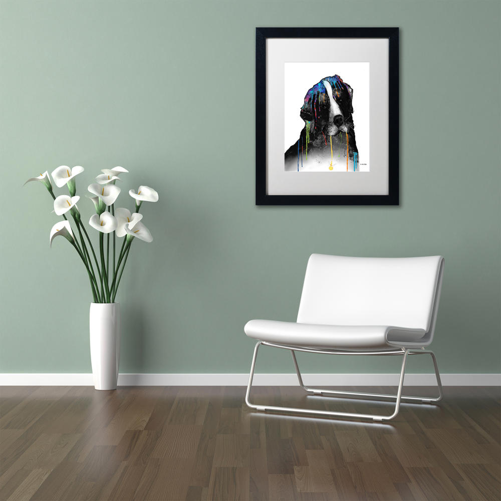 Trademark Global Marlene Watson Bernese Mountain Dog Black Wooden Framed Art 18 x 22 Inches