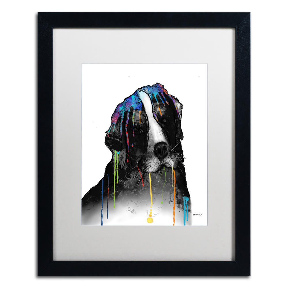 Trademark Global Marlene Watson Bernese Mountain Dog Black Wooden Framed Art 18 x 22 Inches