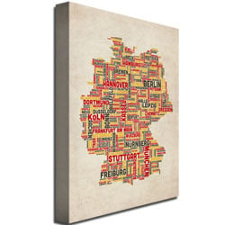 Trademark Global Michael Tompsett Germany - Cities Text Map Canvas Art 18 x 24