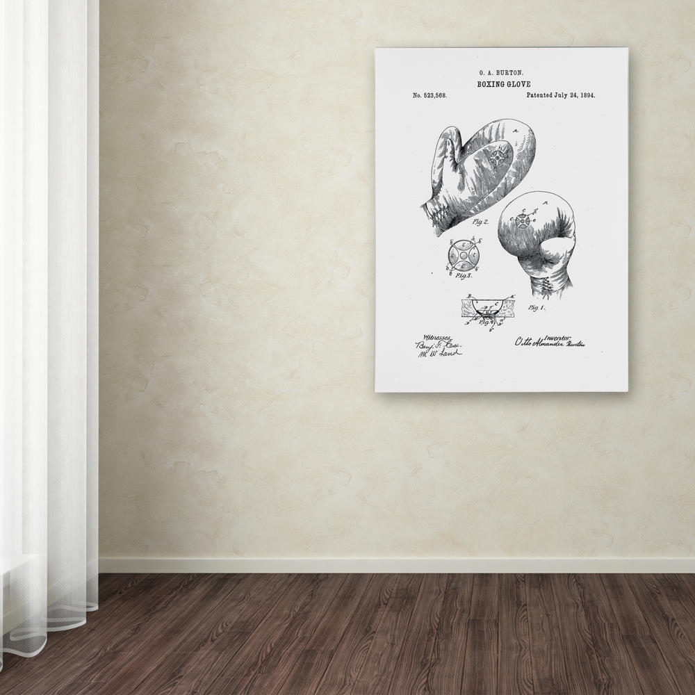 Trademark Global Claire Doherty Boxing Gloves Patent 1894 White Canvas Art 18 x 24