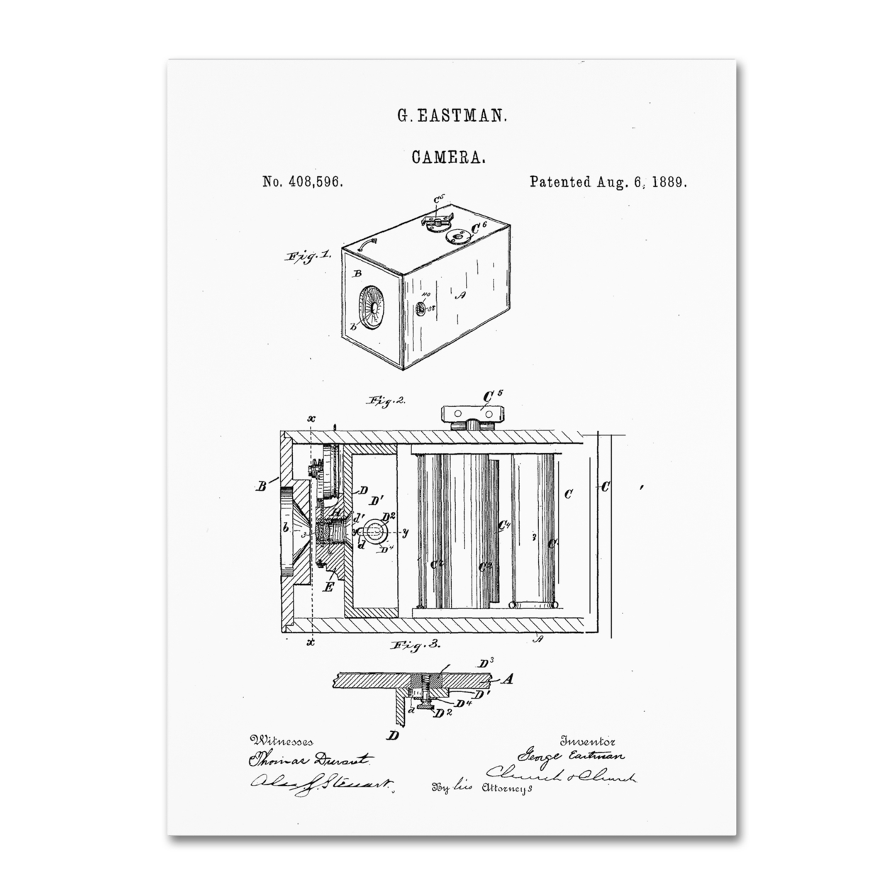 Trademark Global Claire Doherty George Eastman Camera Patent White Canvas Art 18 x 24